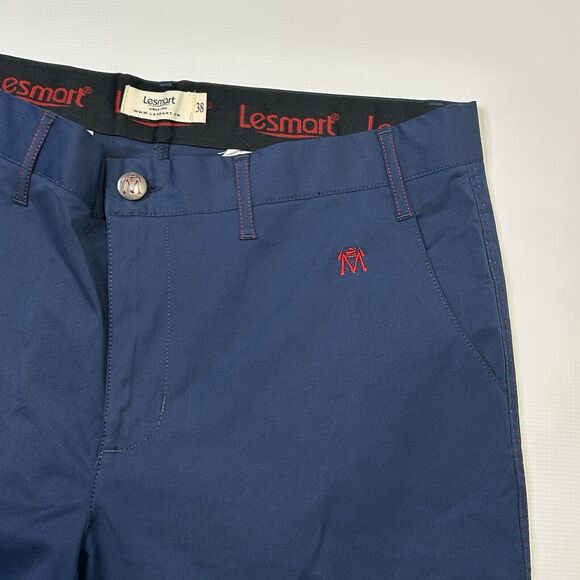 Lesmart Men’s Golf Chino Pants Size 38x32 Blue Red Stretch Relaxed Straight - Picture 4 of 13